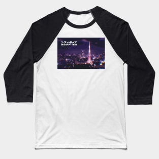 Japanese city pop art series 2 -Tokyo tower Tokyo Japan in - retro aesthetic - Vaporwave style Baseball T-Shirt